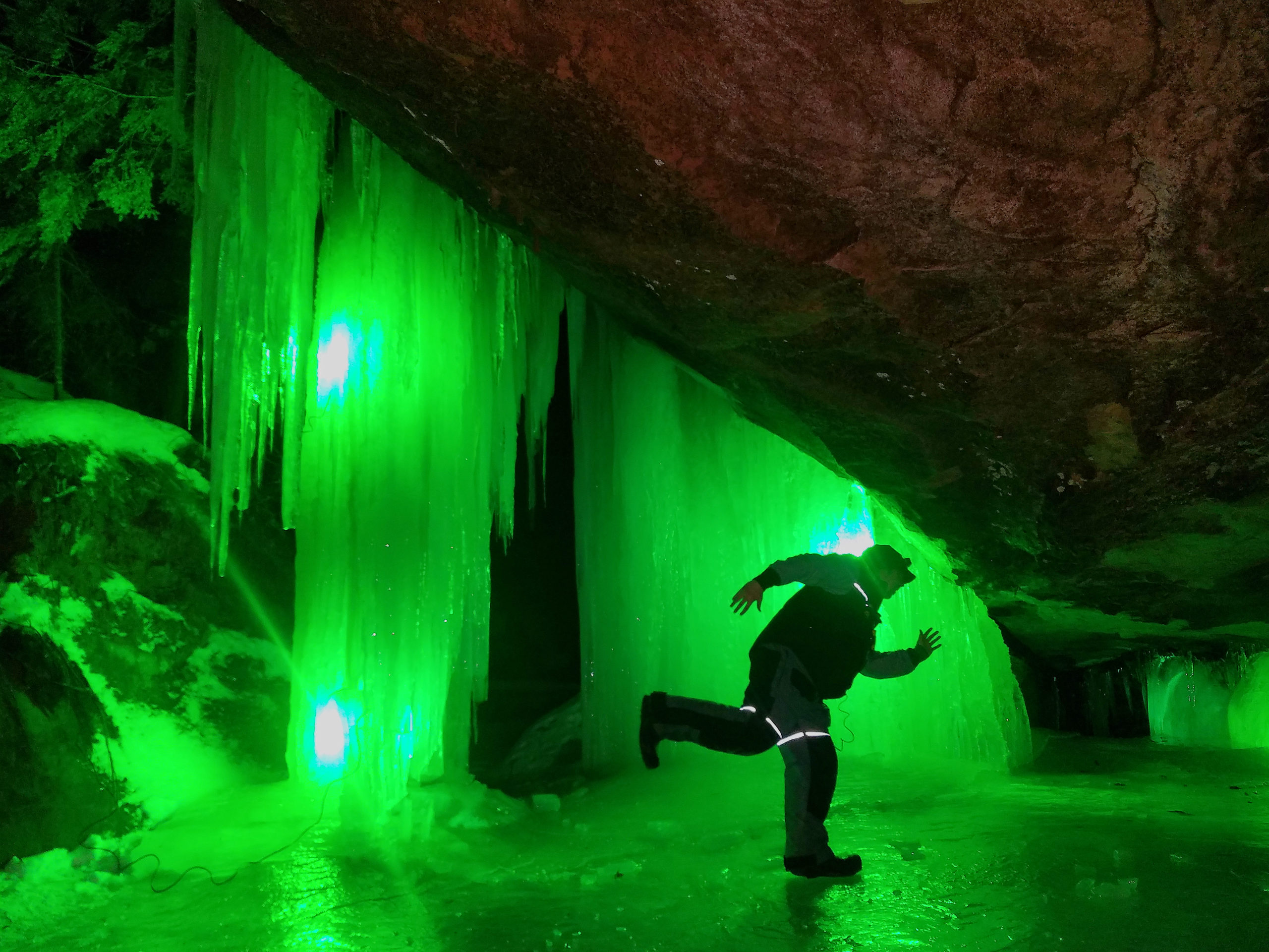 Apostle Islands Ice Caves at night Chequamegon Bay